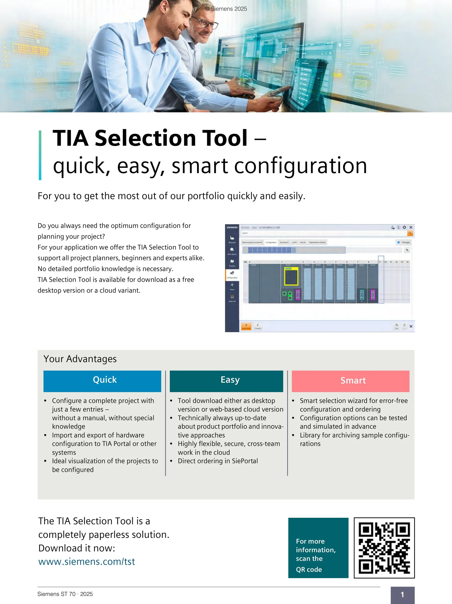 TIA Selection Tool, interface de configuração rápida de portfólio Siemens com TIA Portal e SIMATIC